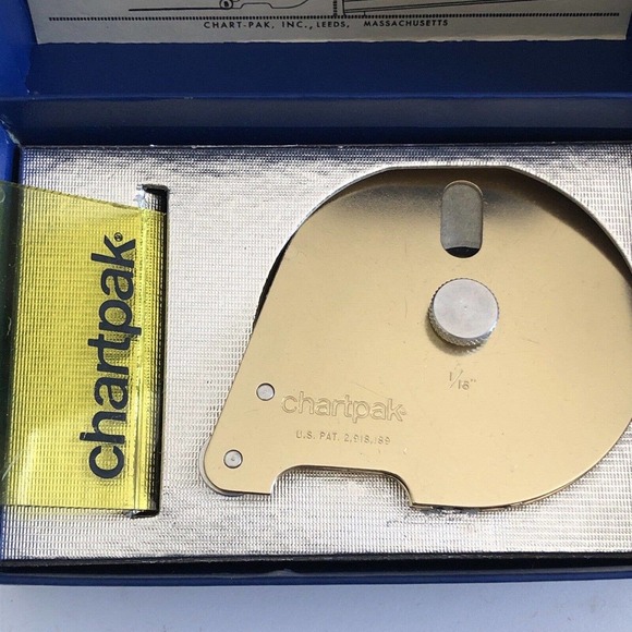 CHART PAK TAPE PEN 1/16'' THE VERSATILE DRAFTSMAN VINTAGE GOLDTONE - Picture 2 of 7